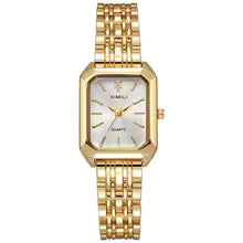 Aurora Luxe™ Ladies Quartz Watch – Elegant Gold-Plated Square Design