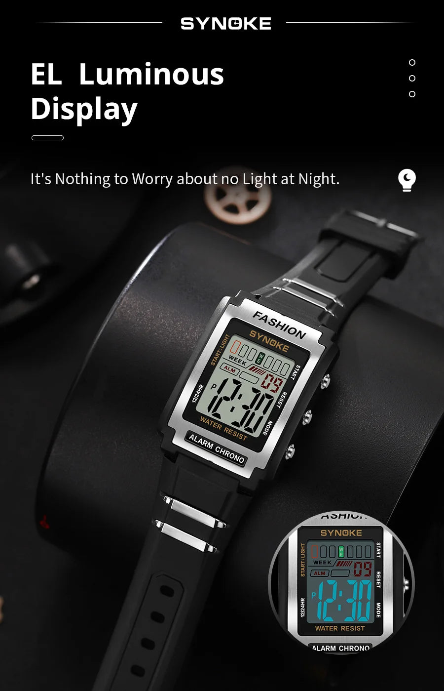 Synoke RetroMax™ Sports Watch – Waterproof Digital Rectangular Design